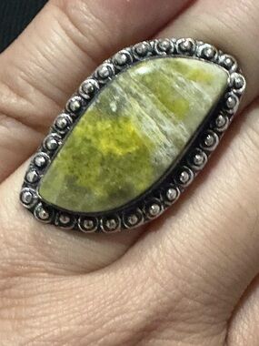 Beaded Marquise Green Stone Ring - Women Jewelry